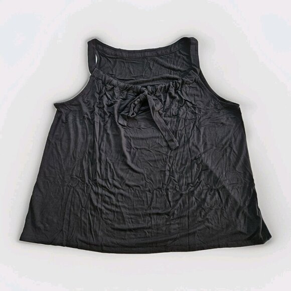 J Jill Wearever Tank Top Womens L Black Back Tie Back Goth Cottage Summer City - Picture 2 of 13